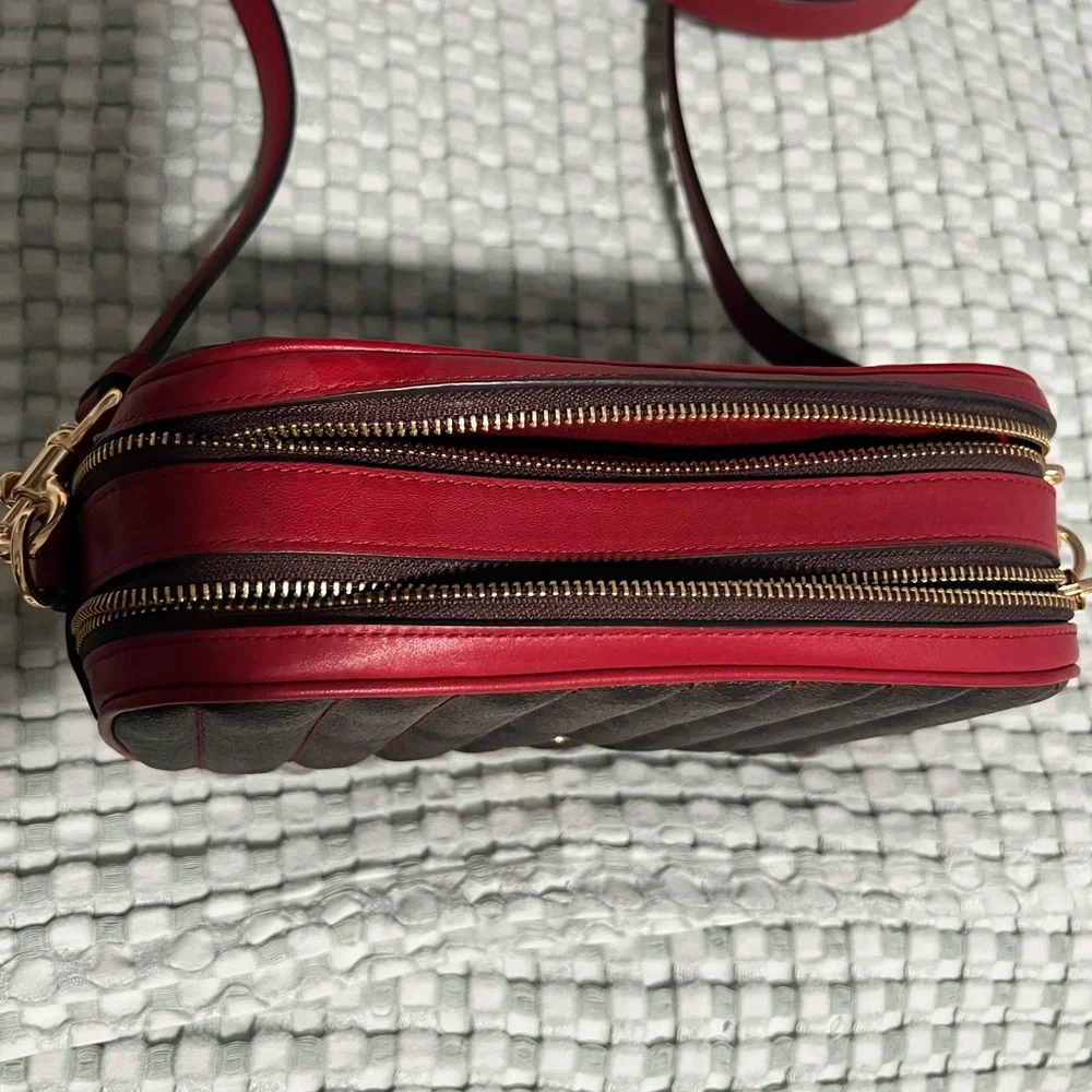 NWOT Coach Jes Red and Brown Signature Crossbody Bag - Picture 9 of 9